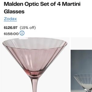 Zodax Pink Purple Martini Glasses Brand New